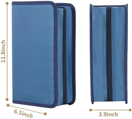 DVD Case CD Storage,128 Capacity CD Cases Holder DVD Storage Case Holders CD DVD Disc Case Storage Wallet Binder for Car Home Office Travel (128 Blue) - Image 2