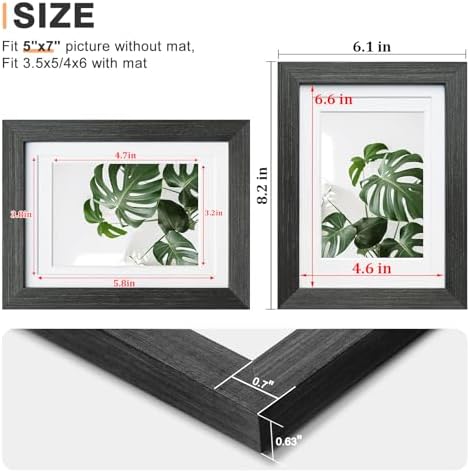 Egofine 5x7 Picture Frame Set of 4, Made of Solid Wood Multicolor Photo Frames Covered by Plexiglass 3.5x5 and 4x6 with Mat or 5x7 without Mat, for Table Top Display and Wall Mounting Mixed Colors - Image 3