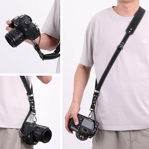 Padwa Lifestyle Black Frosted Single Camera Harness Strap for One Camera - Professional Single Full Grain Leather Camera Harness,Quick Release Gear DSLR Camera Straps for Photographers - Image 4
