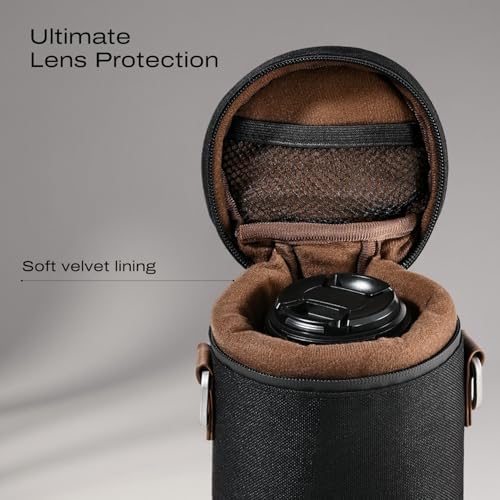 C Coiro Premium Camera Lens Case with Quick Release Strap, Water Resistant Protective Lens Pouch for DSLR Camera, 2 Size L and M, Compatible for Canon, Nikon, Sony, Pentax, Olympus - Image 2