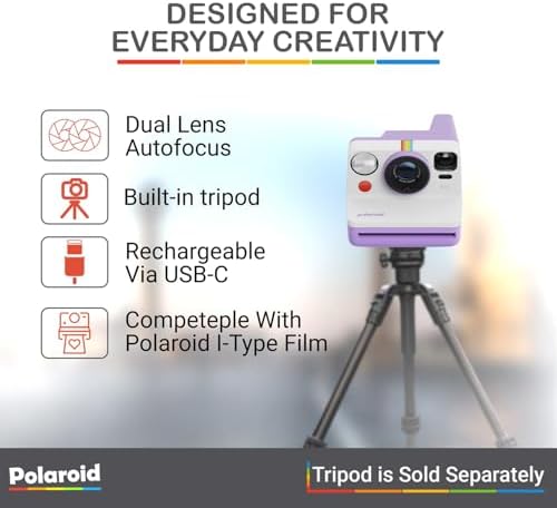 Polaroid Now Generation 3 I-Type Instant Camera (Purple) Bundle with Color I-Type Film (8 Exposures), Hard Protective Case, and Wrist Strap - Image 4