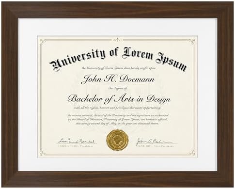 Americanflat 11x14 Diploma Frame with Shatter-Resistant Glass - Use as 8.5x11 Frame with Mat or Display 11x14 Documents Without Mat - Certificate Frames with Engineered Wood for Wall - Walnut by Americanflat