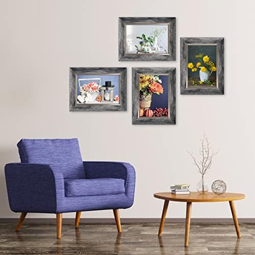 XUANLUO 5x7 Picture Frames Set of 4,Rustic Retro Photo Frame(Grey) - Image 4