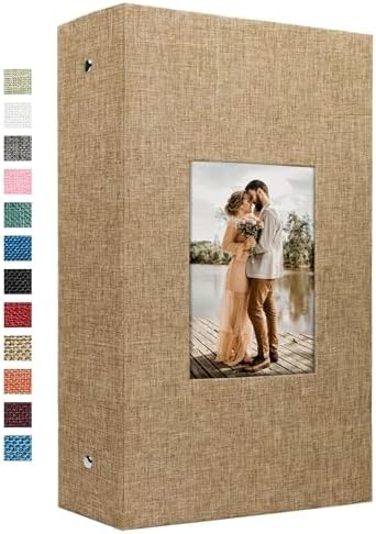 Vienrose 4x6 Photo Album,420 Pockets,Linen Cover with Window,Khaki by Vienrose