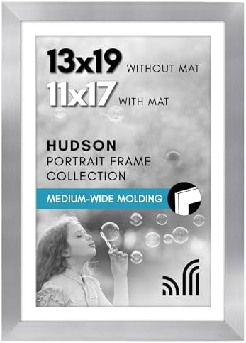 Americanflat 13x19 Poster Frame - Matted to 11x17 - Silver by Americanflat