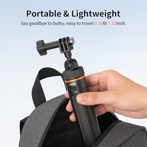 VRIG Mini Selfie Stick Tripod Stand for GoPro Hero 13 12 11 10 9,360 Portable Vlog Camera Selfie Stick Handle Grip Monopod for Xtra Edge Pro, Insta360 X5,DJI Osmo Action 6/5pro/4,Osmo Nano Accessories - Image 5
