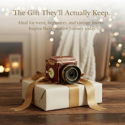 Vintage Digital Camera, 64MP 2.7K Retro Point and Shoot Camera with Autofocus, 2" IPS Waist-Level Screen & 16GB TF Card, 16X Zoom Compact Photography Camera for Beginners Red Vintage Decor - Image 6