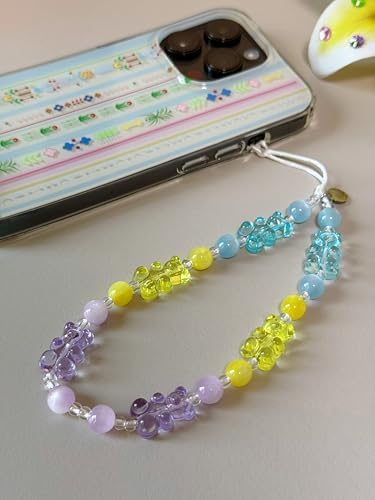 Drawwind Phone Charm Beaded Wristlet Strap Universal Cell Phone Lanyard Cute Bracelet Wrist Strap Beaded Chain String Handmade Accessories for Case Camera Bags (Gummy Bear) - Image 6