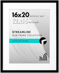 Americanflat 16x20 Poster Frame - Matted to 12x16 - Slim Molding - Black by Americanflat