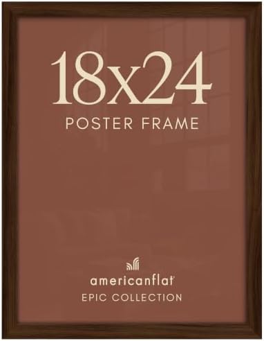 Americanflat 18x24 Poster Frame - Walnut Engineered Wood with Polished Plexiglass - Wide Picture Frame for Vertical or Horizontal Wall Display - Epic Collection - Walnut by Americanflat