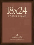 Americanflat 18x24 Poster Frame - Walnut Engineered Wood with Polished Plexiglass - Wide Picture Frame for Vertical or Horizontal Wall Display - Epic Collection - Walnut by Americanflat
