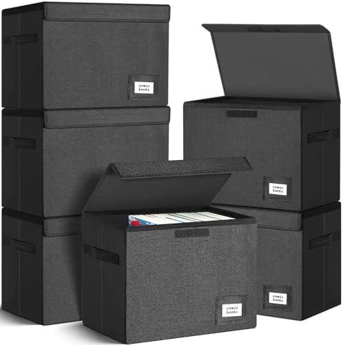 Leffis 6 Pack Comic Book Storage, Collapsible and Stackable Comic Short Box by Leffis