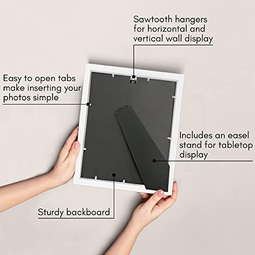 Americanflat 8x10 Picture Frame with Shatter-Resistant Glass - Use as 5x7 Frame with Mat or Display 8x10 Photo Without Mat - Signature Collection - Picture Frames for Tabletop and Wall Display - White - Image 6