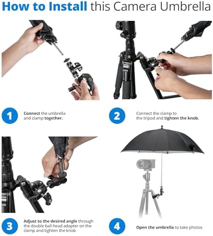 25.6" Camera Tripod Umbrella with Super Clamp for Mirrorless Camera Xbotgo - Image 4