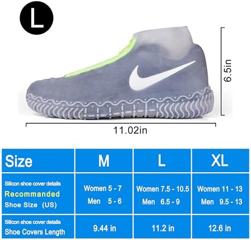 Shiwely Silicone Waterproof Shoe Covers, reusable upgraded overshoes with waterproof zipper, Resistant Rain Boots Non-Slip Washable Protection for Women, Men (L (Women 7.5-10.5, Men 6.5-9), White) - Image 5
