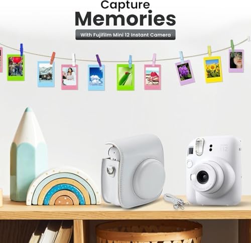 Fujifilm Instant Mini 12 Camera + Accessory Bundle & Custom Case + Fuji Instant (20 Shots) Designer Mini Photo Album (60 Pockets) (Clay White) - Image 2