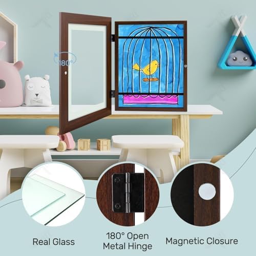 4 Pack 8.5x11 Front-Opening Kids Artwork Frames Changeable (Walnut) - Image 7