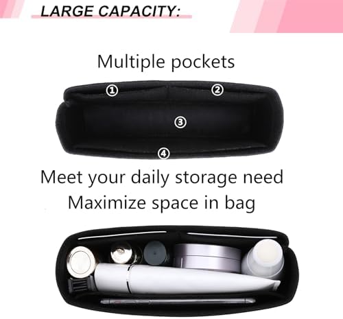 Medium Purse Organizer Insert for GG Marmont Medium Matelasse Shoulder Bags and More, Felt Handbag Organizer Tote Liner Pouch for Women Inner Bladder Bag Storage Bag(M, Black) - Image 5