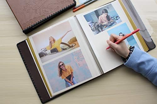 Photo Album Book, Family Album Self Adhesive Scrapbook, Leather Cover, Holds 3x5, 4x6, 5x7, 6x8, 8x10 Photos (Brown) - Image 2