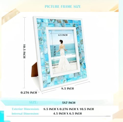 Blue Beach Picture Frame 5x7,Tabletop,1pc - Image 3