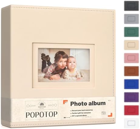 Popotop 4x6 Photo Album Holds 300 Pictures, Vegan Leather Hardcover by Popotop