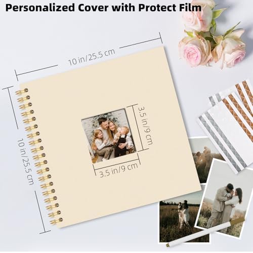 Vienrose Scrapbook Album Gift Set, 10x10 Inch, 80 White Pages, Off White - Image 3