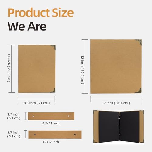 Vienrose DIY Scrapbook Photo Album Kit,8.5x11 Inch,60 Pages,Khaki - Image 3