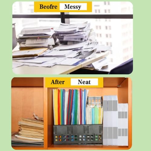 12 Pcs Clear Paper Storage Box, Grey, 12.4 x 9.84 x 1.18 Inches - Image 6