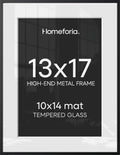 Homeforia 13x17 Black Picture Frame, High-End Metal, 10x14 Mat, Glass by Homeforia