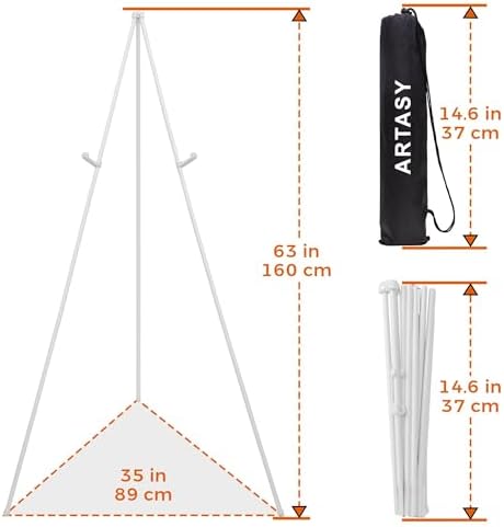 ARTASY 63" Easel Stand for Wedding Signs, White, 2 Packs with Carry Bags - Image 2