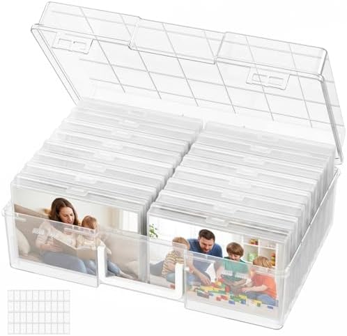 Lifewit 16 Pcs Photo Storage Box for 4"x 6" Pictures, Acid-Free, Clear by Lifewit