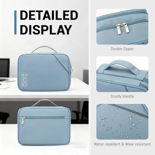 Lanola Travel Cable Organizer Bag, Electronic Accessories Case Portable Double Layer Cable Storage Bag for Cord,phone,Charger, Flash Drive,SD Card,Phone,Power Bank,Personal Items - Grey - Image 6