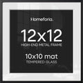 Homeforia 12x12 Black Picture Frame, High-End Metal, 10x10 Mat, Glass by Homeforia