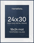 Homeforia 24x30 Blue Picture Frame, High-End Metal, 18x24 Mat, Glass by Homeforia
