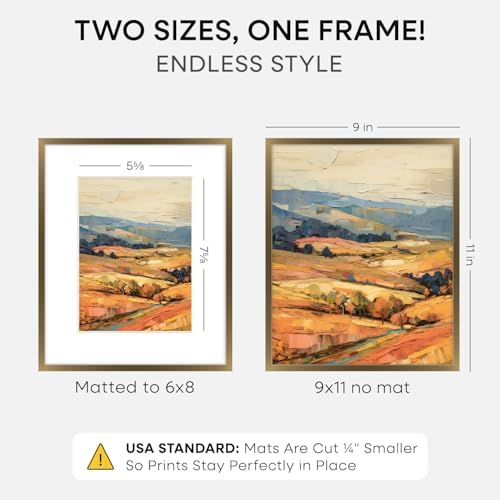 Homeforia 9x11 Bronze Picture Frame, High-End Metal, 6x8 Mat, Glass - Image 2