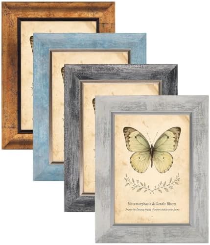 XUANLUO 5x7 Picture Frames Set of 4,Rustic Retro Photo Frame(Mix Color) by XUANLUO