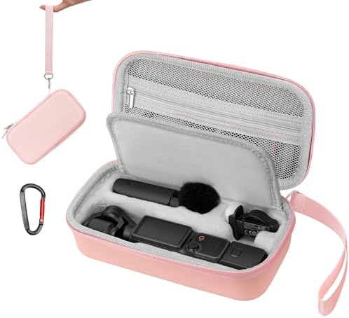 AMAZEAR Portable Carry Case for DJI OSMO Pocket 4 / Xtra Muse, Pocket4 Accessories Hard Shell Bag for Protection, Storage, Organizer, with Shoulder Strap, Pink by YourProPhotoGear