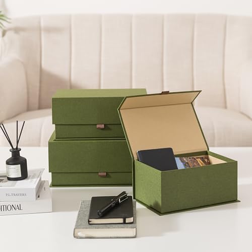 Soul & Lane - Decorative Photo Storage Boxes with Lids, Set of 3, Green - Image 5