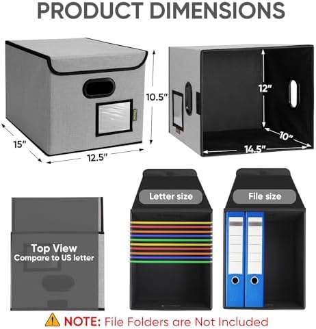 BALEINE File Organizer Box with Lid, Collapsible Hanging File Storage Box - Image 2