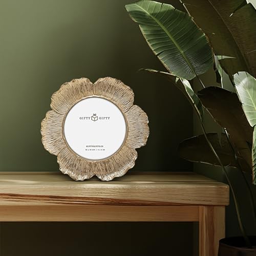 Circular Gold Floral Photo Frame / 4x4 In | For Tabletop Display | Perfect for Home Decor, Wedding, Graduation, Or Milestone Photos - Image 2