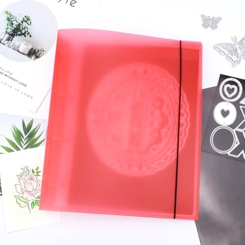 A4 Dies and Stamps Storage Book Binder Folder, Page Protectors Pockets Inserts Organizer for Cutting Dies Stencil Album Stamp Crafts, 1Pcs Red Storage Book Cover & 20 Inserts with 1/2/3/4 Pockets - Image 6