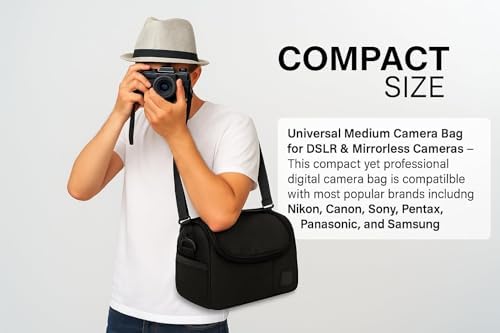 eCostConnection Medium Camera Bag Case – Soft Padded Camera Equipment Bag for DSLR & Mirrorless Cameras, Fits Nikon Canon Sony, Protective Shoulder Carry Bag - Image 4