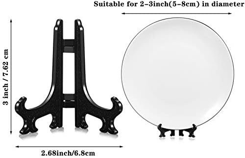 Patelai 48 Pcs Mini Easel Stands 3 Inch Plastic Plate Stand Holder Display Picture Easel for Display Picture Frame Collectibles Desktop Weddings Party Home Decoration (Black) - Image 2