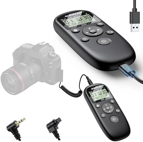 Rechargeable Intervalometer Timer Shutter Release Remote with LCD Screen by AODELAN