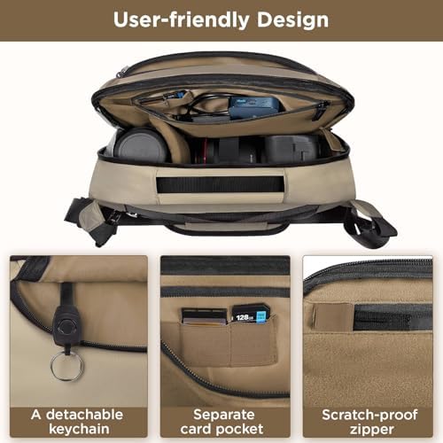 TAAOKA Camera Sling Bag,Waterproof Camera Case with Tripod Holder,Lightweight DSLR/SLR/Mirrorless Camera Bags Crossbody for photographers-Coffee - Image 3