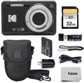 KODAK PIXPRO FZ55 16MP Digital Point & Shoot Camera, 5X Optical Zoom, 28mm Wide Angle, 1080P Full HD Video, Bundle with 32GB SD Card, Protective Case, and Hi-Speed Card Reader (Black) by Unknown