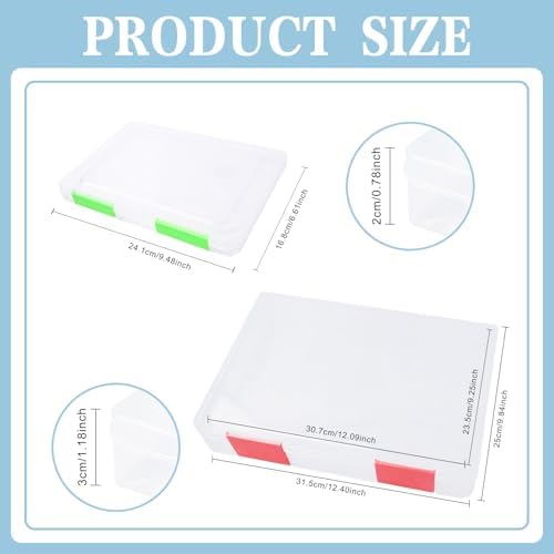 12 Pcs Clear Paper Storage Box, Multicolor, 12.4x9.84x1.18 Inches - Image 2