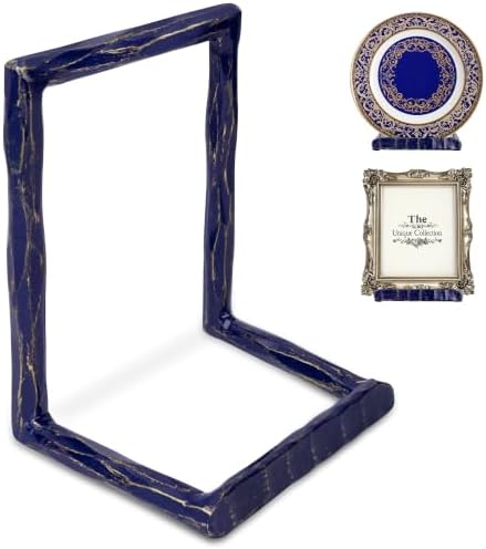 BEGINS Plate Stands for Display Hand-Forged, Solid Vintage 8-Inch Plate Display Stand, Decorative Metal Plate Holder for Book, Platter, Plaque, Photo Frame, Tabletop Art (Blue) by BEGINS