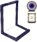 BEGINS Plate Stands for Display Hand-Forged, Solid Vintage 8-Inch Plate Display Stand, Decorative Metal Plate Holder for Book, Platter, Plaque, Photo Frame, Tabletop Art (Blue) by BEGINS