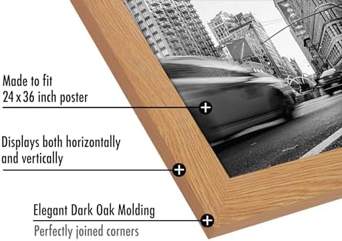 Americanflat 24x36 Poster Frame - Dark Oak Engineered Wood with Polished Plexiglass - Wide Picture Frame for Vertical or Horizontal Wall Display - Epic Collection - Dark Oak - Image 3